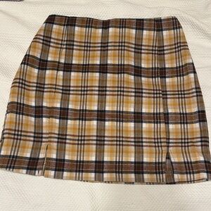 Love on a Hanger Plaid Mini Skirt in Tan and Brown